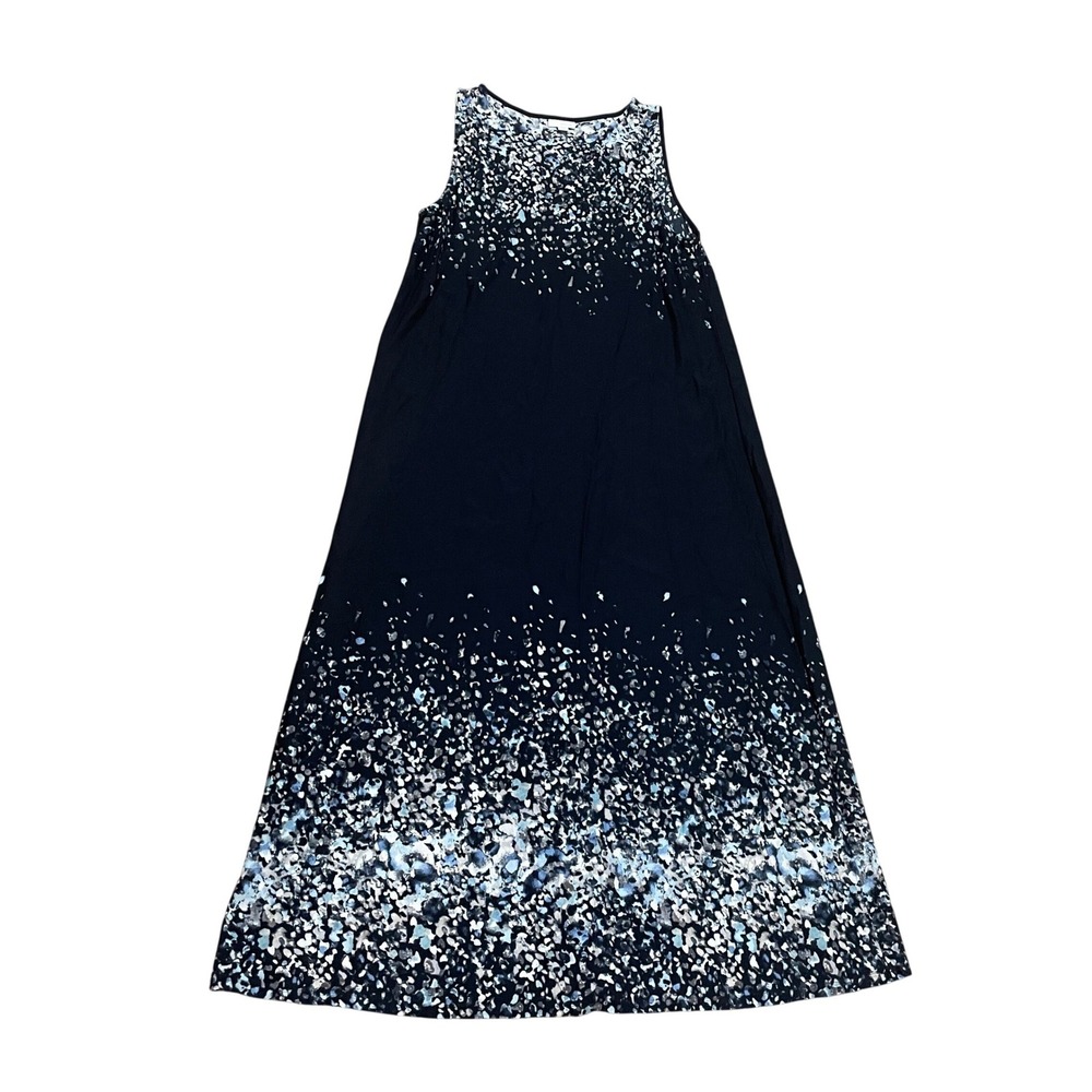 Pure Jill Women's Large Navy Blue Abstract Confetti Cotton Modal Maxi Dress Easy